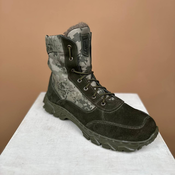 Тактичні чоловічі черевики Kindzer шкіряні натуральне хутро 43 олива