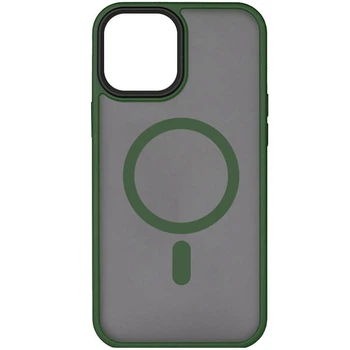 Чохол-накладка Metal Buttons для Apple Айфон 15 матовий прозорий з металевими кнопками, протиударний Dark Green