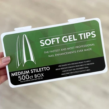 Гелевые типсы Soft Gel Tips Medium Stiletto (Средний стилет свободный край) Упаковка 500 шт