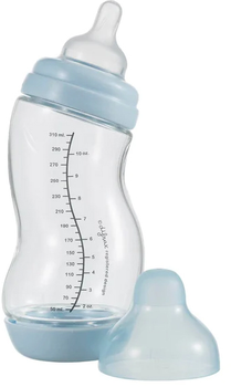 Скляна пляшечка Difrax S-bottle Wide Blue Антиколікова з силіконовою соскою Блакитна 310 мл (737FE Blue)