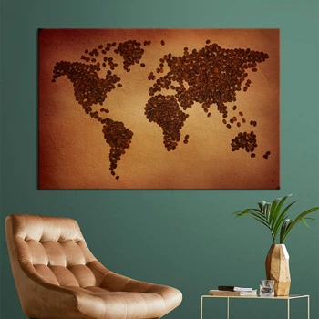 Картина карта картина в спальню офис Карта мира из кофе 51x34 см (A1346-1)