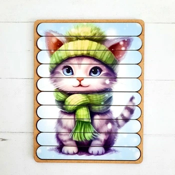 Деревянные палочки-пазл Котенок