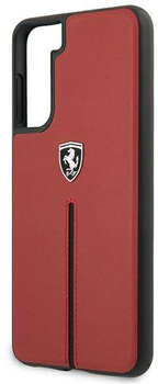 Etui plecki Ferrari Off Track Leather Nylon Stripe do Samsung Galaxy S21 Red (3700740496183)