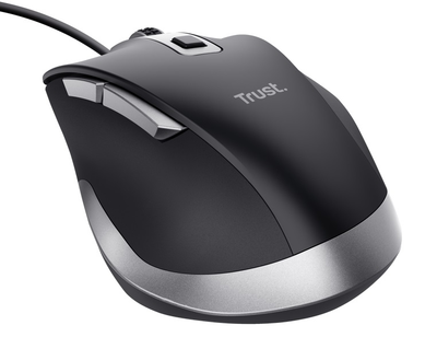 Мышь Trust Fyda, Black, USB, оптическая, 600 - 5000 dpi, эргономичный дизайн, 6 кнопок, 1.5 м (24728)