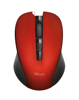 Мышь беспроводная Trust Mydo Silent Click, Red, оптическая, 1000/1400/1800 dpi, 4 кнопки, снижение звука щелчка мыши минимум на 90%, гнездо для хранения приемника USB, 2xAAA (21871)