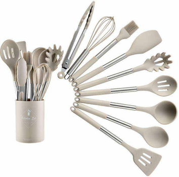 Набор силиконовой посуды Kitchen Set из 10 предметов. Бежевый