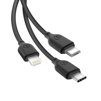 Дата-кабель XO NB103 3in1 Micro+Lightning+Type-C 1m Data Cable Black