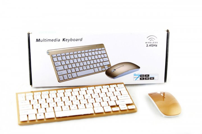 Набор клавиатуры и мыши Wireless 902 Apple gold 5263 беспроводная