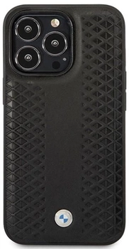 Etui plecki BMW Leather Diamond Pattern MagSafe do Apple iPhone 14 Pro Black (3666339089009)