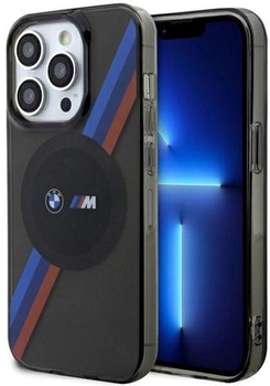 Панель BMW Tricolor Stripes MagSafe для Apple iPhone 14 Pro Cірий (3666339122287)