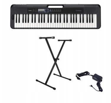 Синтезатор музыкальная клавиатура CASIO CT-S300 BK + штатив + пюпитр + зарядный блок