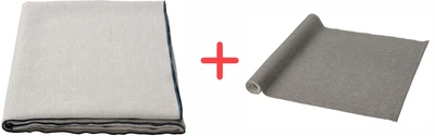 Скатерть на стол IKEA Ombonad obr 150x250 см натуральный/бежевый + Дорожка Svartsenap bznk 35x130 см серый (505.089.11/105.330.69)