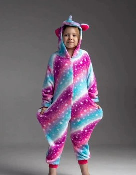 Піжама кігурумі дитяча Kigurumi Єдиноріг рожевий із зірками для дівчинки розмір на зріст 100-110 см (200541)