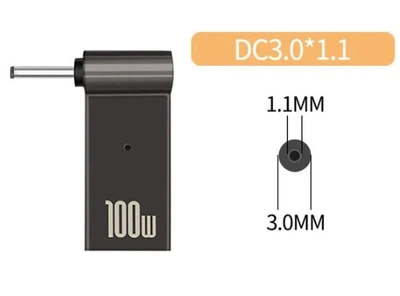 Перехідник адаптер Type-C PD 100W на DC (3.0x1.1 мм) Trexton для заряджання ноутбука /ультрабука Acer, Samsung