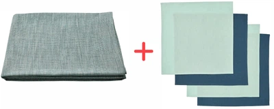 Скатерть на стол IKEA Svartsenap obr 145x240 см зелено-синий + Салфетки Светло-бирюзовые/темно-зелено-голубые 35х35 см 4 шт (405.459.33/705.459.22)