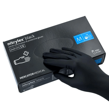 Нітрилові чорні рукавички Nitrylex Black Mercator Medical, 100 шт