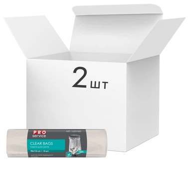 Упаковка пакетов для мусора PRO service Clear&nbsp;Bags 90х110&nbsp;прозрачные LD&nbsp;160 л 10 шт х 2 упаковки (16207402)
