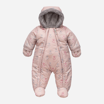 Суцільний комбінезон дитячий зимовий для новонароджених Pinokio Winter Warm Overall 56 см Pink-Flowers Pattern (5901033289934)