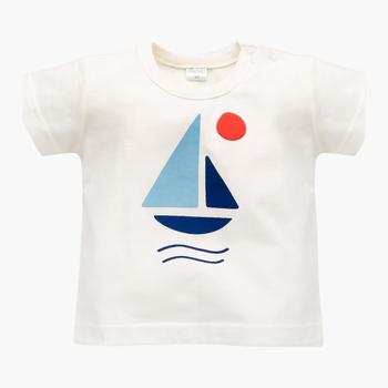 Koszulka chłopięca Pinokio Sailor 68-74 cm Ecru-Print (5901033304095)