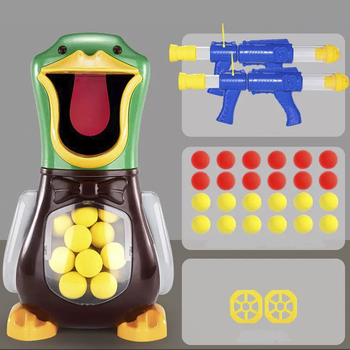 Повітряний тир для стрільби по мішені Качці Duck пістолет 2 шт м'які м'ячики 24 шт приціл 2 шт (1012-943-00)