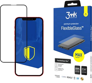 Szkło Hybrydowe z wzmocnionymi krawędziami 3MK FlexibleGlass dla Max iPhone 13 Mini 5.4" Black (5903108436526)