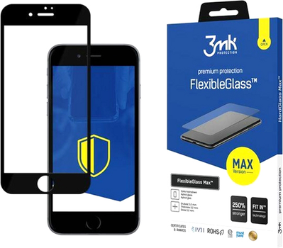 Гібридне скло з посиленими краями 3MK FlexibleGlass Max для iPhone 7/8/SE 2020 / SE 2022 Black (5903108295895)