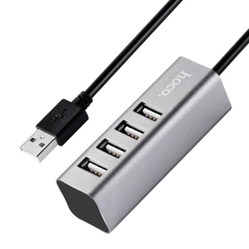 USB Хаб Hoco HB1 Line Machine 4USB Серый
