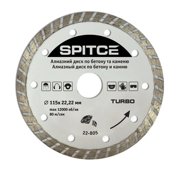 Алмазный диск круг TURBO 115мм Spitce 22-805