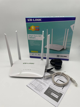 Роутер маршрутизатор LB-Link BL-WR450H 2.4GHz 300 Mbps 4*5dBi посилені антени 2LAN+1WAN