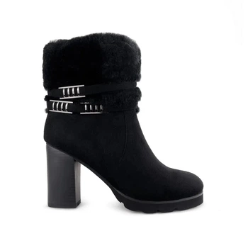 Ботинки женские зимние черные на каблуке 39 Fashion, J86-F476-1ч