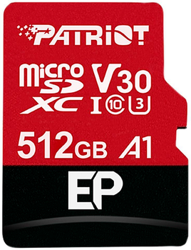 Карта памяти Patriot EP A1 MicroSDXC 512GB UHS-I/U3 Class 10 + SD-adapter (PEF512GEP31MCX)