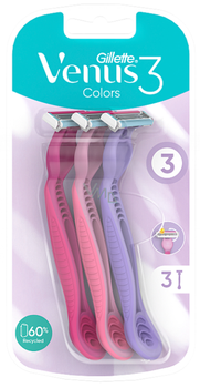 Бритви одноразові Gillette Venus 3 Colors 3 шт (7702018018116)