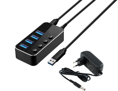 USB хаб RSHTECH RSH-516 USB 3.0 4 порта с блоком питания hub концентратор алюминиевый