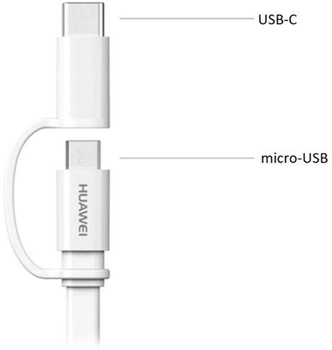 Kabel Huawei USB - USB-C/microUSB biały (6901443151691)