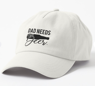 Кепка Унисекс Malfini с принтом Dad needs beer для папы Белый