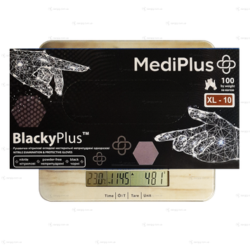 Нитриловые перчатки MediPlus, плотность 3.3 г. - черные BlackyPlus (100 шт) XL (9-10)