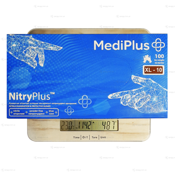 Нитриловые перчатки MediPlus, плотность 3.5 г. - синие NitryPlus (100 шт) XL (9-10)