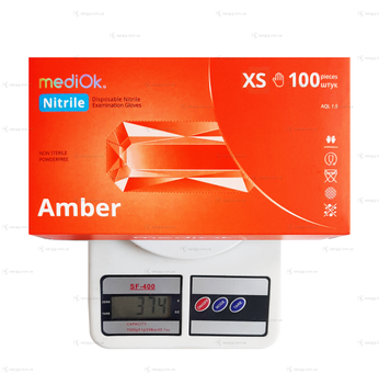 Нитриловые перчатки MediOk, плотность 3.8 г. - оранжевые Amber (100 шт) XS (5-6)
