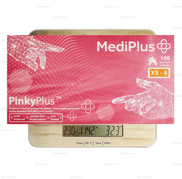 Нитриловые перчатки MediPlus, плотность 3.3 г. - розовые PinkyPlus (100 шт) XS (5-6)