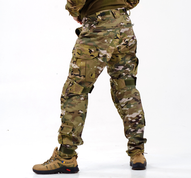Зимові військові тактичні штани мультикам камуфляж із регульованими наколінниками SPARTAN 58
