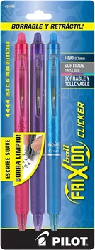 Набор стирающихся цветных гелевых ручек 3 шт PILOT FriXion Clicker 0.7 мм (31469)
