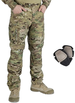Тактические штаны мультикам спецназа ВСУ с эластичными вставками Idogear UFS G4 Multicam и наколенниками р.S