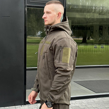 Мужская демисезонная Куртка B&L Softshell с Системой Вентиляции и функциональными Карманами олива размер 2XS