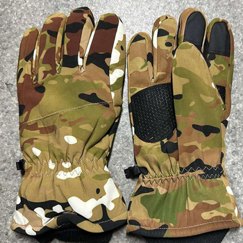 Плотные зимние перчатки SoftShell на меху с усиленными накладками мультикам размер универсальный