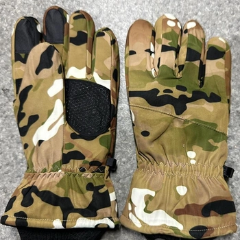 Плотные зимние перчатки SoftShell на меху с усиленными накладками мультикам размер универсальный