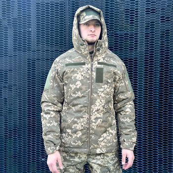 Мужская Зимняя Куртка Soft shell на Флисе пиксель / Утепленная верхняя одежда размер 4XL