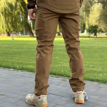 Мужские Брюки на флисе койот / Утепленные брюки Soft Shell размер 3XL