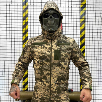 Зимняя мужская Куртка с Капюшоном Single Sword Softshell на двойном флисе пиксель размер XL