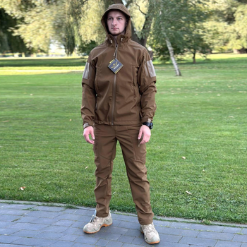 Чоловічий Костюм на флісі Куртка + Штани / Утеплений Комплект Softshell койот розмір XL