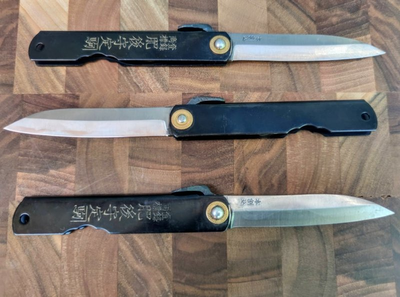 Нож складной Higonokami 100 mm, Shirogami сталь, рукоятка - латунь (черная), HONMAMON (1115380)